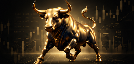 Toro dorado Study4Traders con fondo de mercado financiero